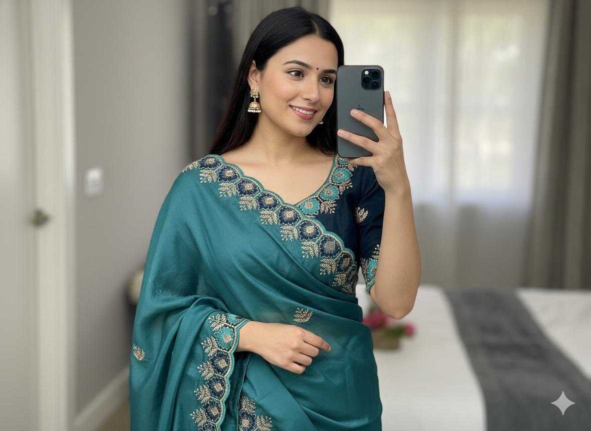 Ynf Georgette KESH696 Star Georgette Sarees Wholesale Embroidered Sarees Heavy Work Sarees Festive Sarees Manufacturer- Kapda Export