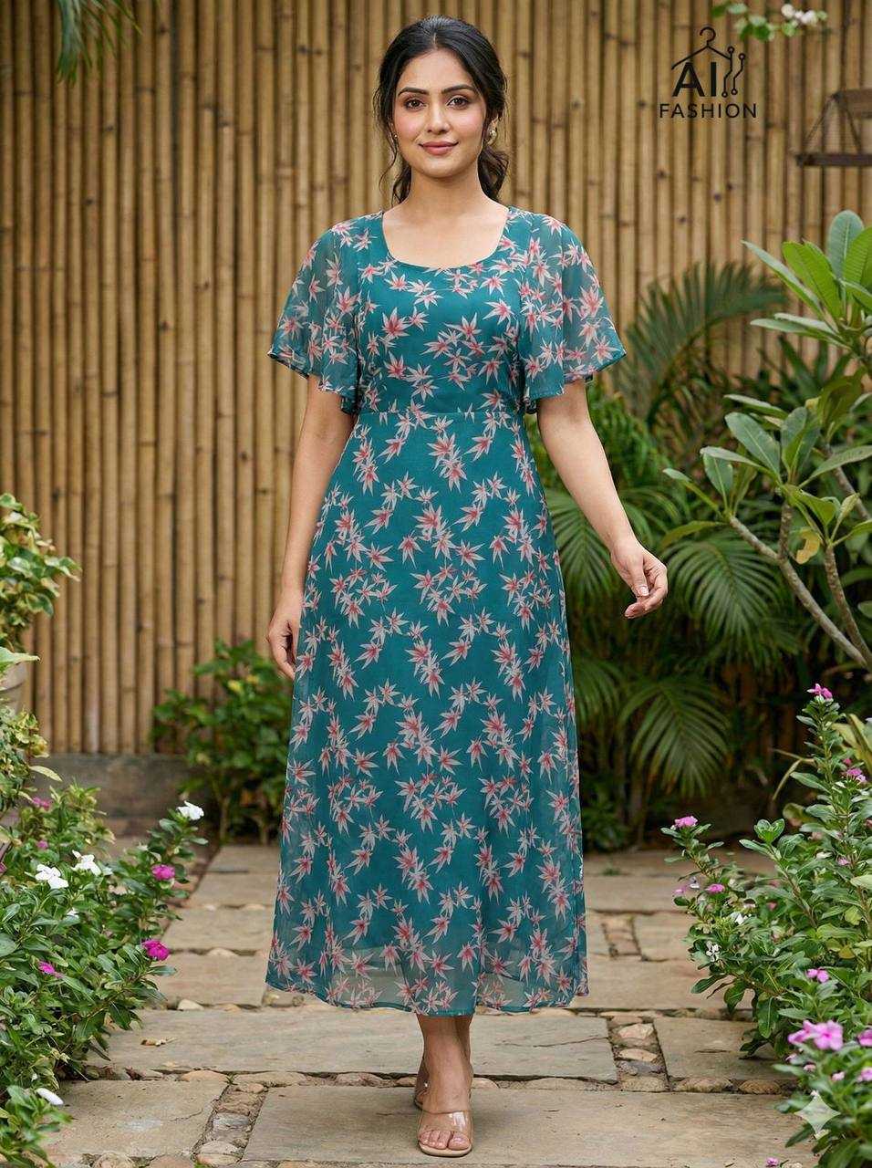 Ynf Georgette RIN125 Tropical Gowns Wholesale Printed Gowns Fancy Gowns Party Gowns Manufacturer- Kapda Export