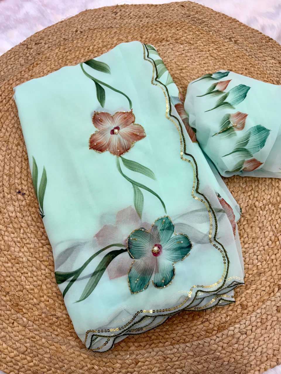 Ynf Georgette RIN164 105 Sarees Festive Collections Wholesale Georgette Sarees Hand Work Sarees Weightless Sarees Manufacturer- Kapda Export