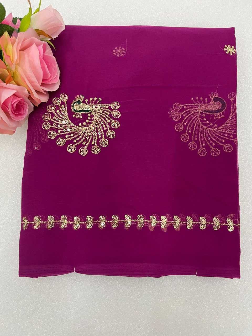 Ynf Georgette Sarees Wholesale Sequin Sarees Work Sarees Embroidered Sarees Manufacturer- Kapda Export