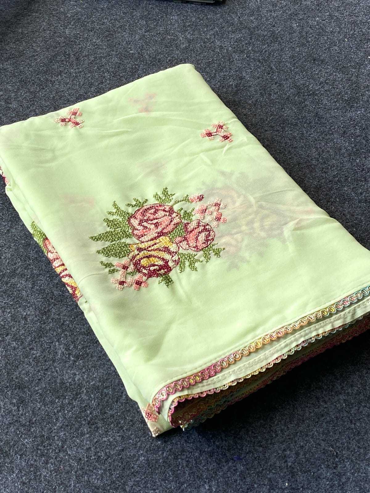 Ynf Georgette Satin KESH249 1017 Sarees Wholesale Butta Sarees Kashmiri Sarees Festive Sarees Manufacturer- Kapda Export