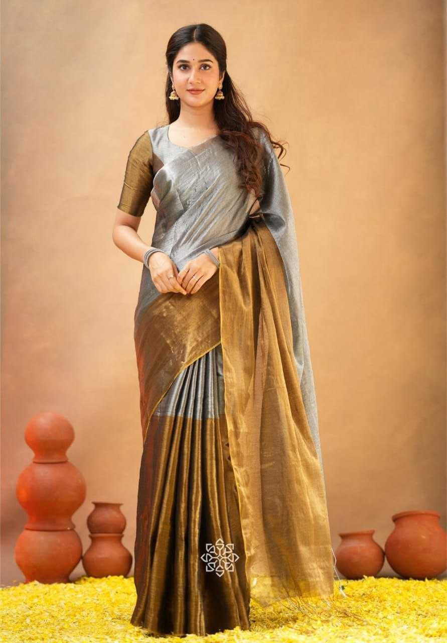 Ynf Handloom Silk RIN216 half half tissue Sarees Wholesale Tissue Silk Saree Embroidered Sarees Traditional Sarees Manufacturer- Kapda Export