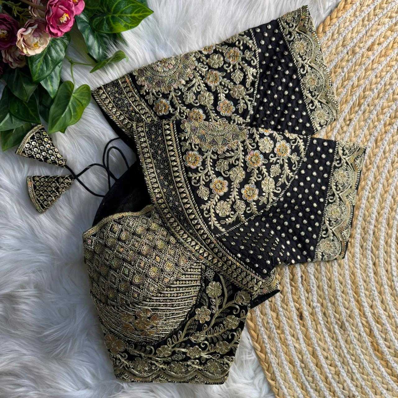 Ynf Heavy Roman Silk KESH645 INSPIRED Readymade Blouses Wholesale Sequence Embroidery Blouse Designer Blouse Silk Blouse Manufacturer- Kapda Export