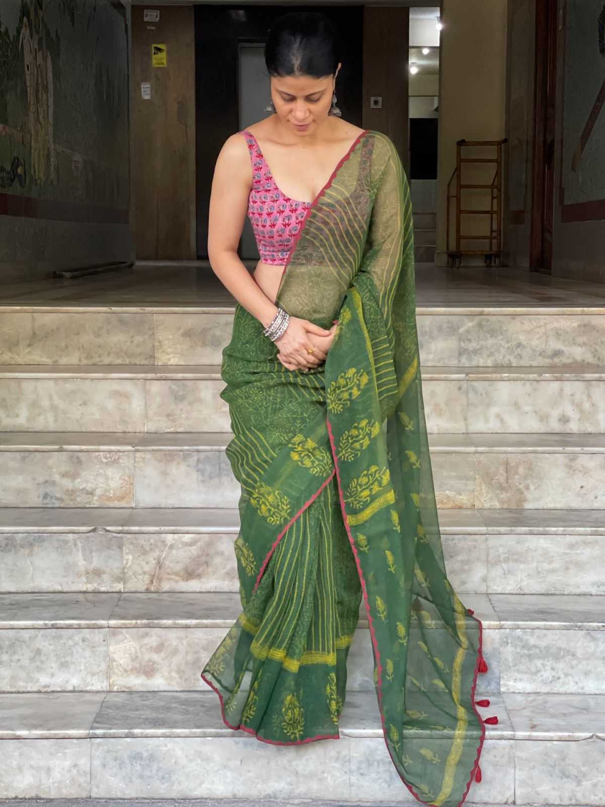 Ynf Kota Silk KESH690 Chamki Sarees Wholesale Designer Sarees Printed Sarees Kota Doria Sarees Manufacturer- Kapda Export