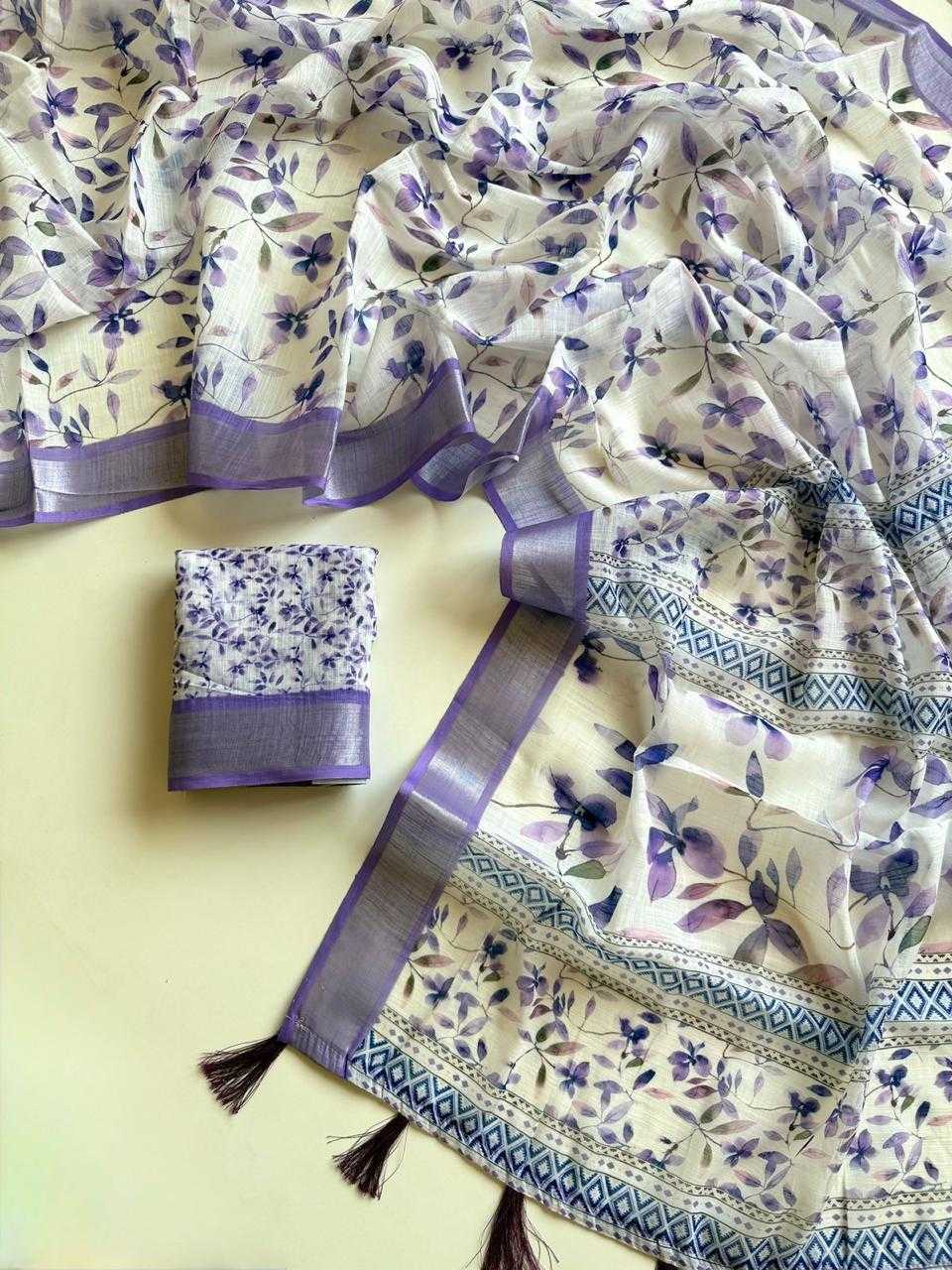 Ynf Linen KESH681 ZAMOI Sarees Wholesale Printed Sarees Linen Sarees Lightweight Sarees Manufacturer- Kapda Export