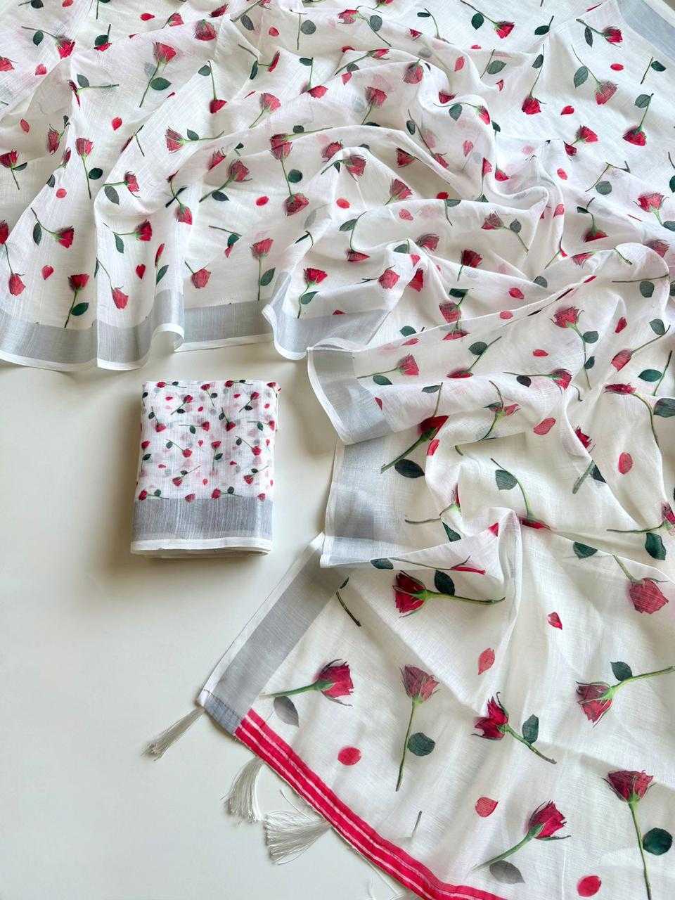 Ynf Linen KESH681 ZAMOI Sarees Wholesale Printed Sarees Linen Sarees Lightweight Sarees Manufacturer- Kapda Export