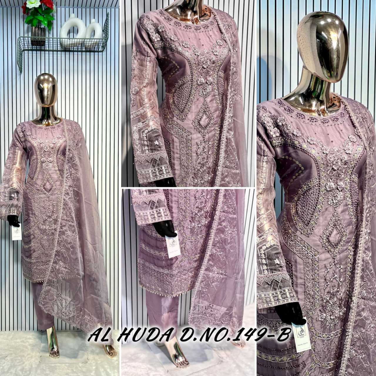 Ynf Organza KESH557 AL-HUDA 149 Suits & Dresses Islamic Clothing Festive Collections Wholesale Pakistani Suits Embroidered Suits Eid Collections Manufacturer- Kapda Export