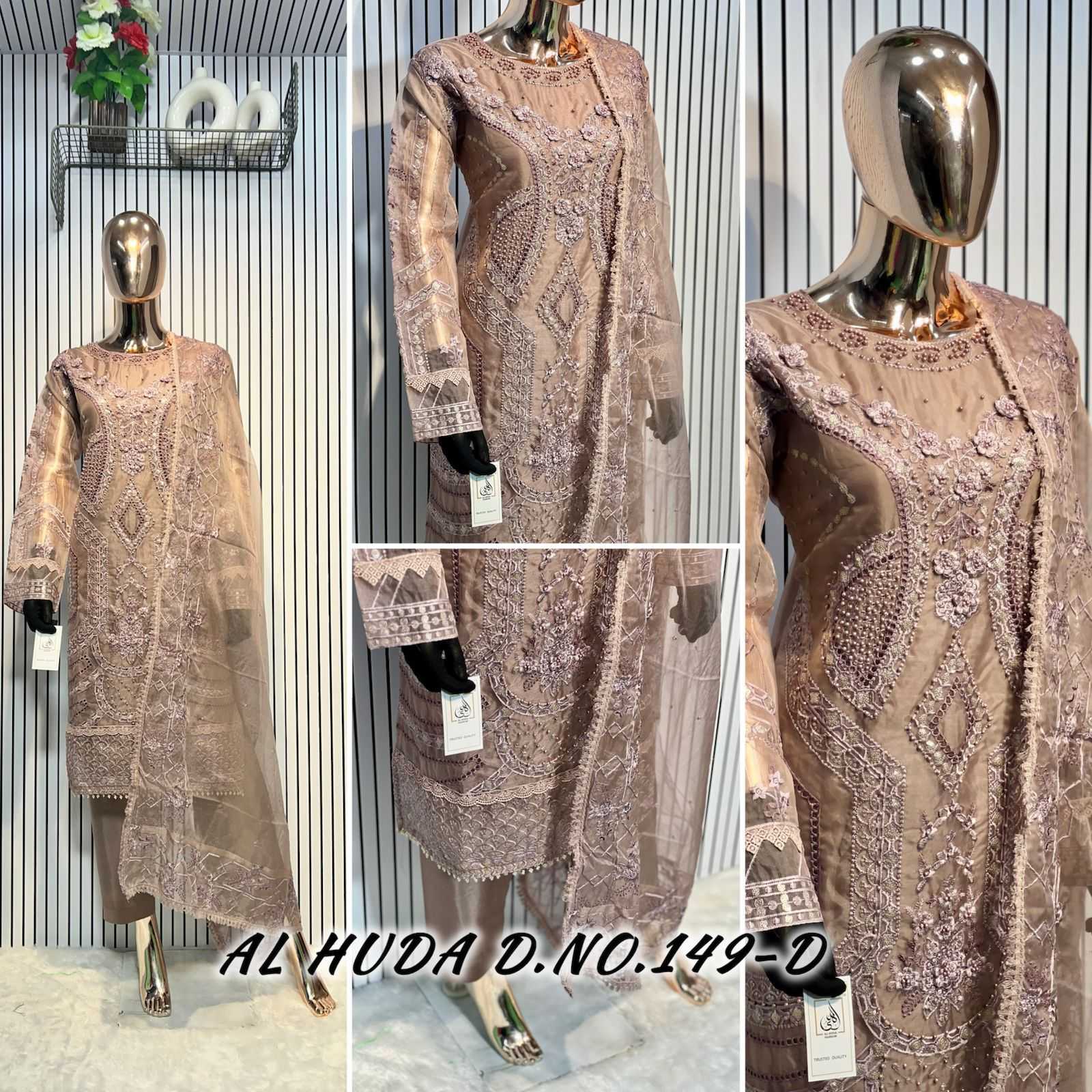 Ynf Organza KESH557 AL-HUDA 149 Suits & Dresses Islamic Clothing Festive Collections Wholesale Pakistani Suits Embroidered Suits Eid Collections Manufacturer- Kapda Export