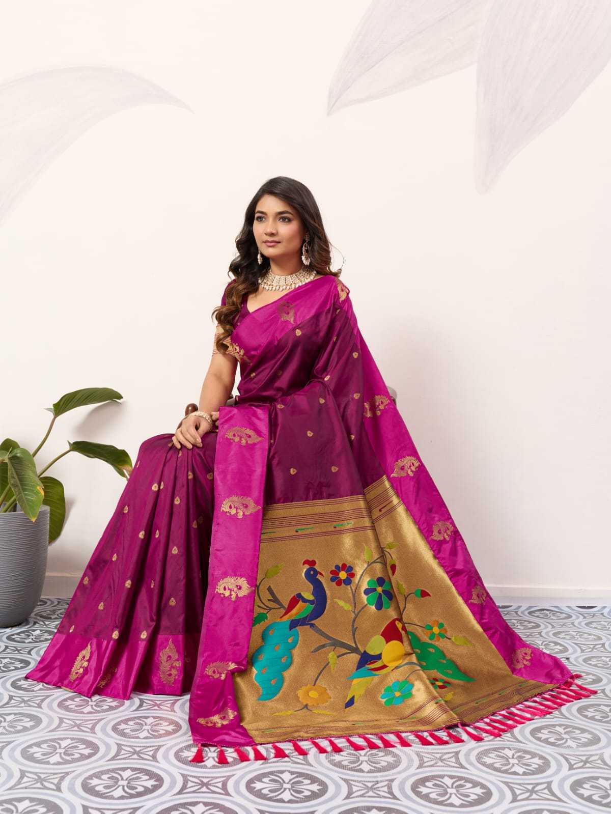 Ynf Paithani Silk KESH583 SAKSHI Silk Sarees Wholesale Paithani Sarees Soft Silk Sarees Silk Sarees With Contrast Pallu Manufacturer- Kapda Export