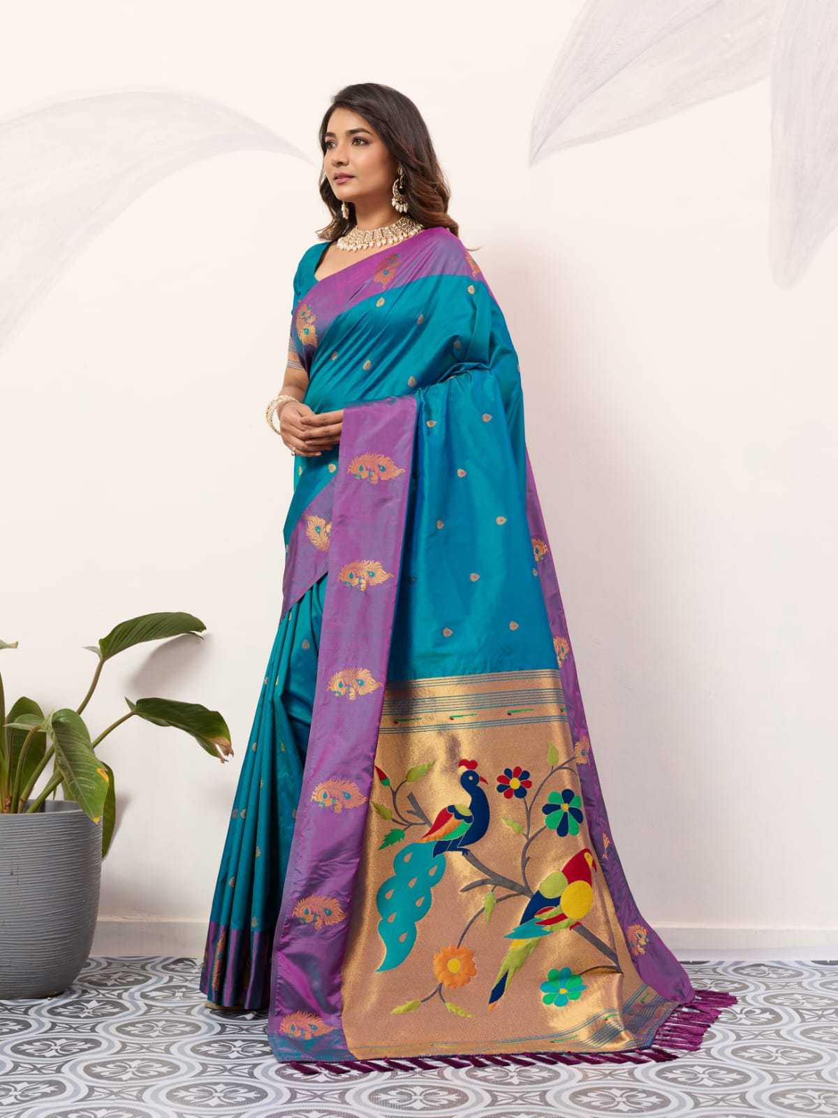 Ynf Paithani Silk KESH583 SAKSHI Silk Sarees Wholesale Paithani Sarees Soft Silk Sarees Silk Sarees With Contrast Pallu Manufacturer- Kapda Export