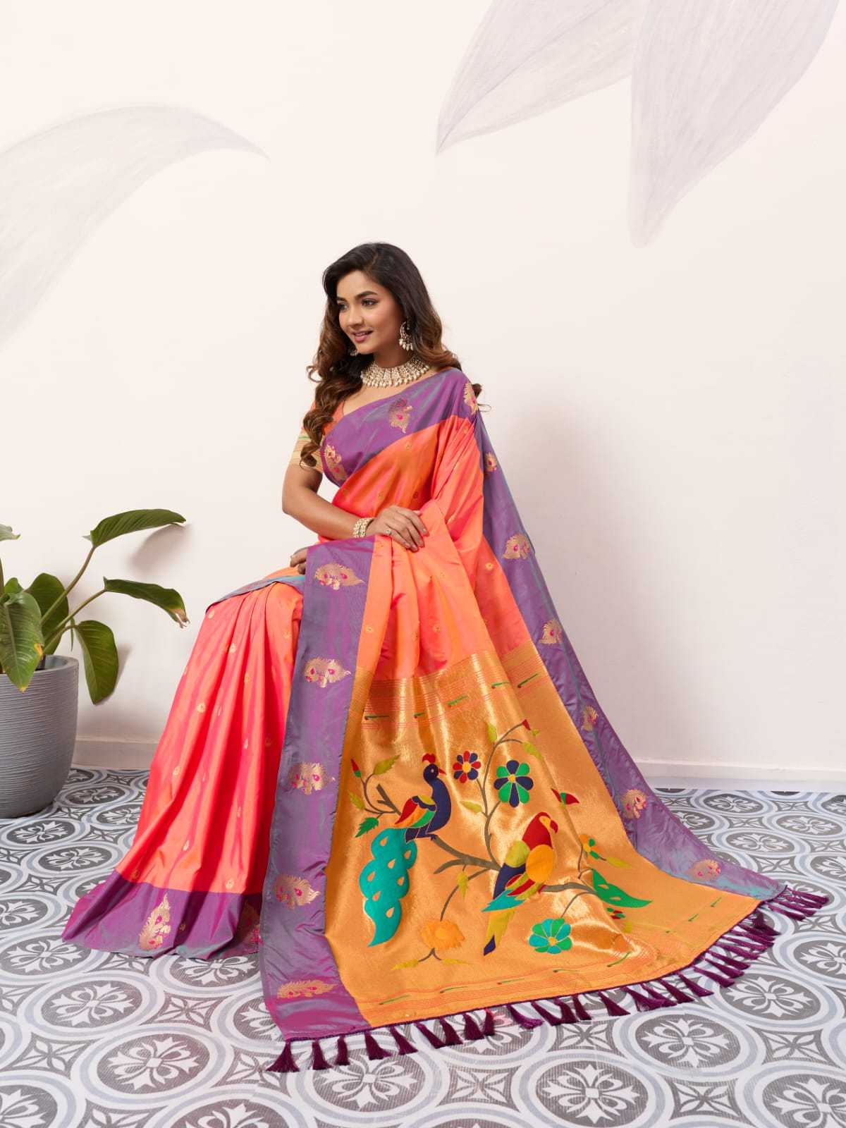 Ynf Paithani Silk KESH583 SAKSHI Silk Sarees Wholesale Paithani Sarees Soft Silk Sarees Silk Sarees With Contrast Pallu Manufacturer- Kapda Export