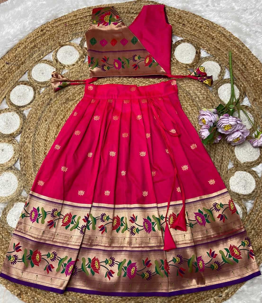 Ynf Paithani Silk KESH685 LOTUS Kids Wear Festive Collections Wholesale Kids Lehenga Kids Lehenga Choli Baby Girl Lehenga Manufacturer- Kapda Export