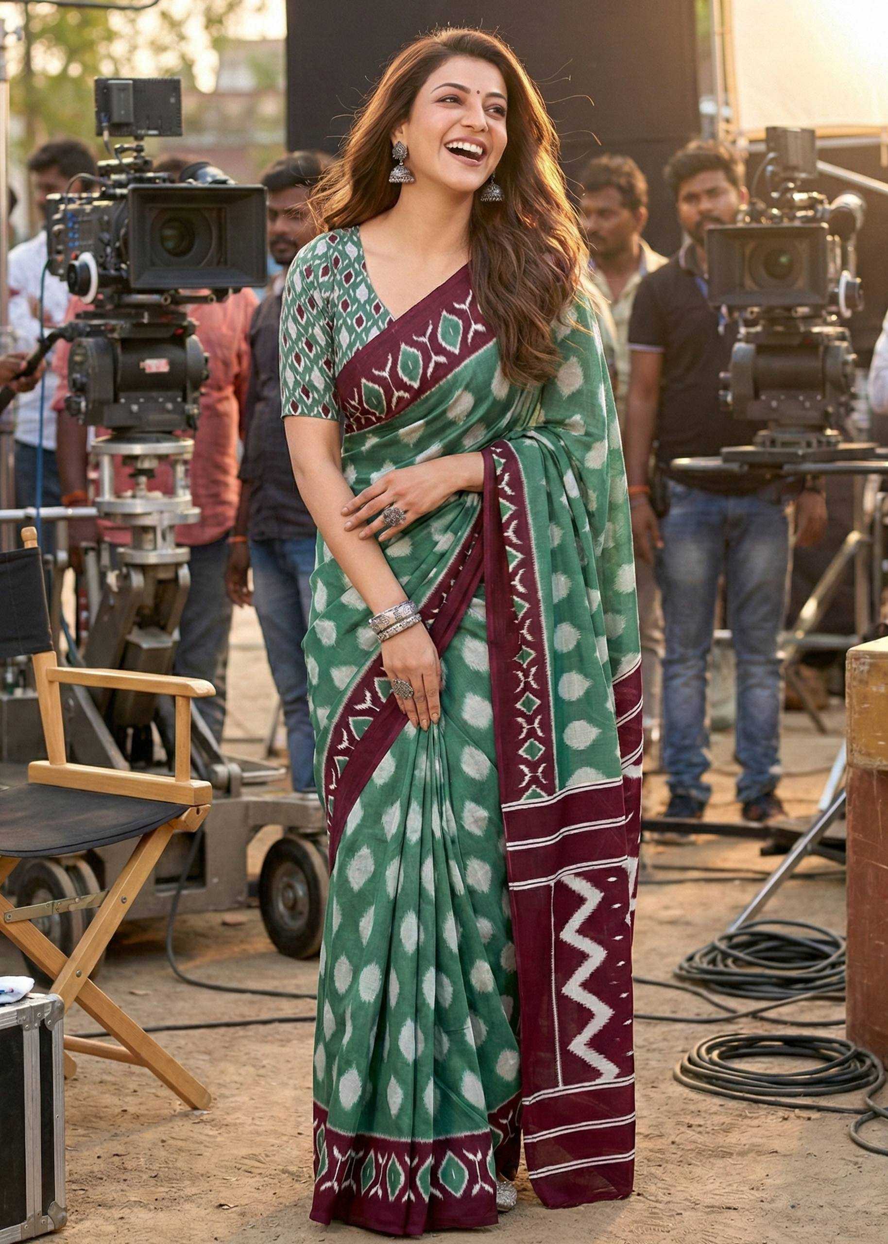 Ynf Pure Cotton RIN229 EMARAT Sarees Wholesale Printed Sarees Ikkat Saree Cotton Sarees Manufacturer- Kapda Export