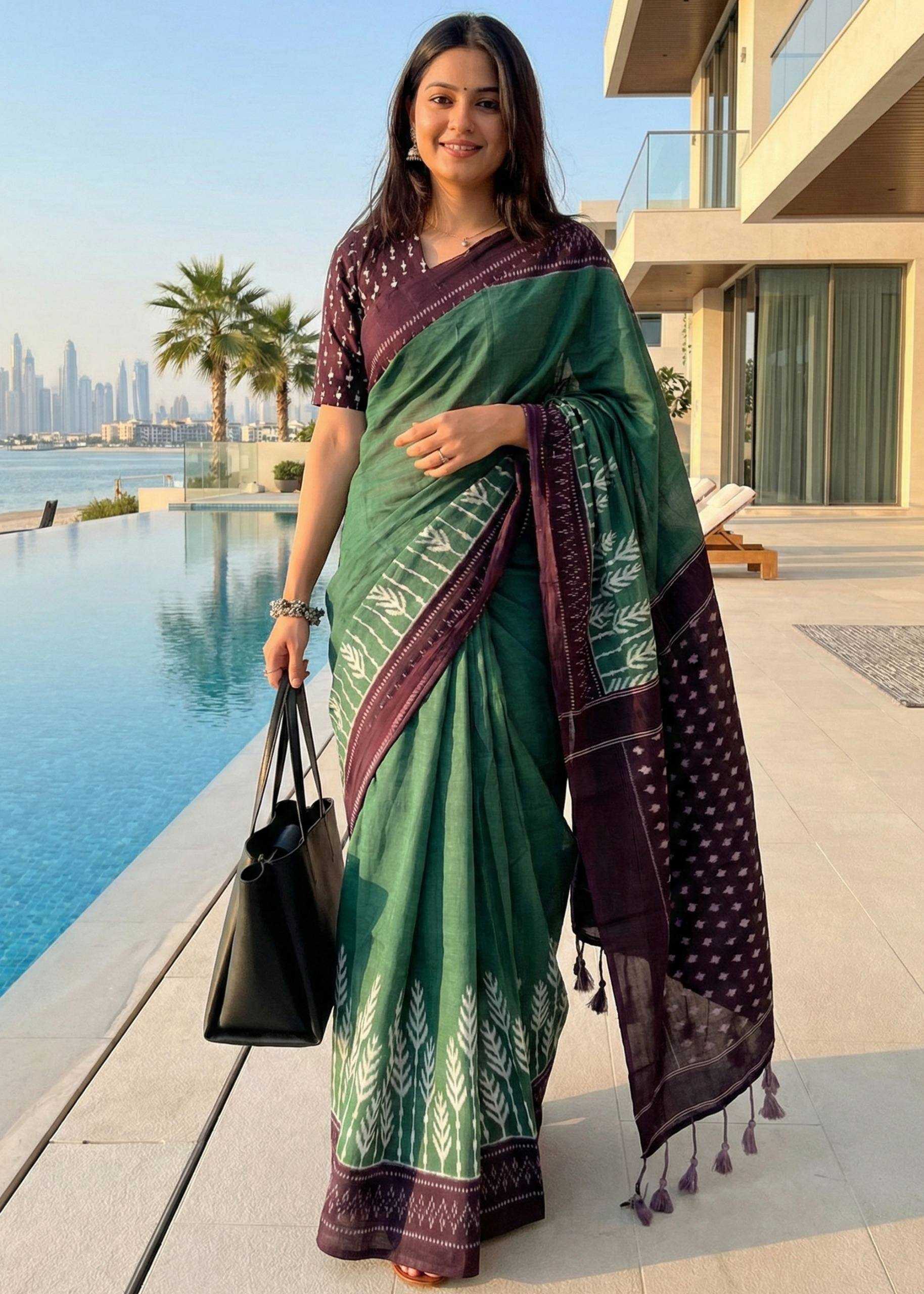 Ynf Pure Soft RIN229 ANSHIKA Sarees Wholesale Printed Sarees Ikkat Saree Cotton Sarees Manufacturer- Kapda Export