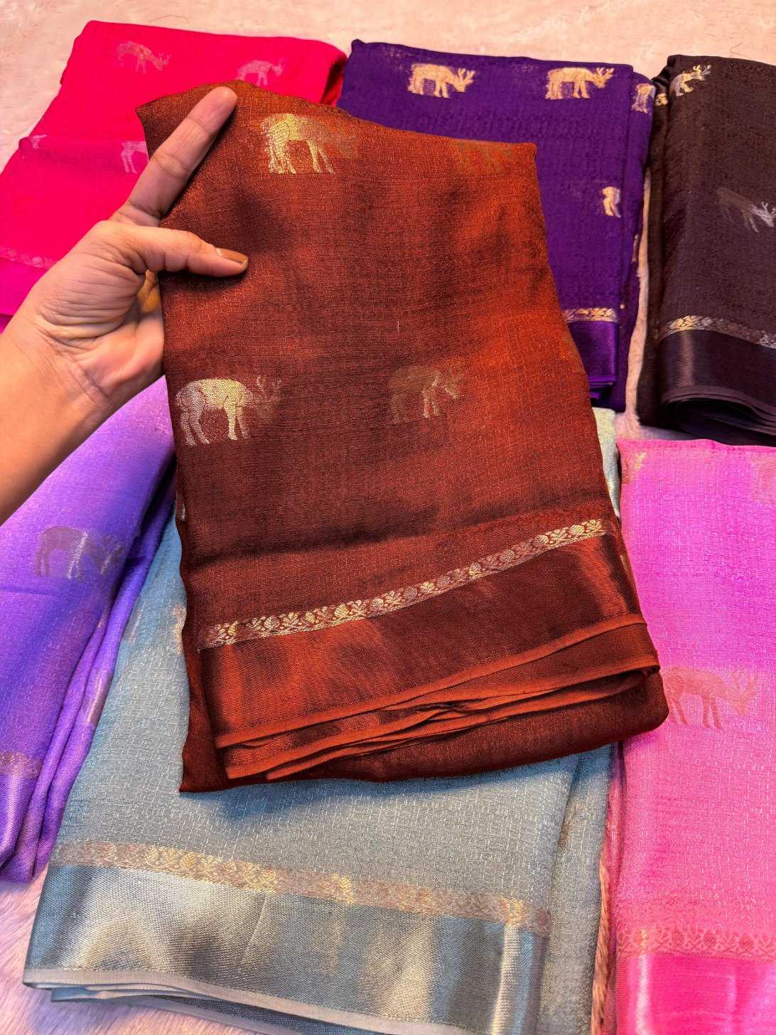 Ynf Pure Viscos KESH604 satin patta Sarees Wholesale Jute Sarees Jacquard Saree Viscose Saree Manufacturer- Kapda Export