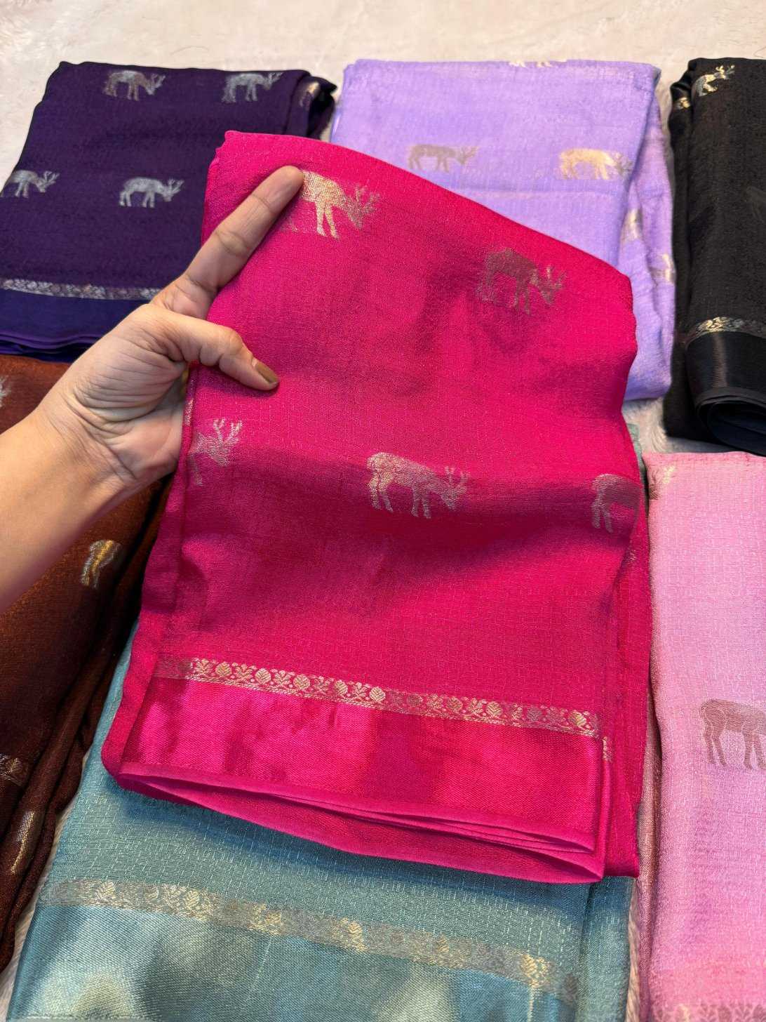 Ynf Pure Viscos KESH604 satin patta Sarees Wholesale Jute Sarees Jacquard Saree Viscose Saree Manufacturer- Kapda Export