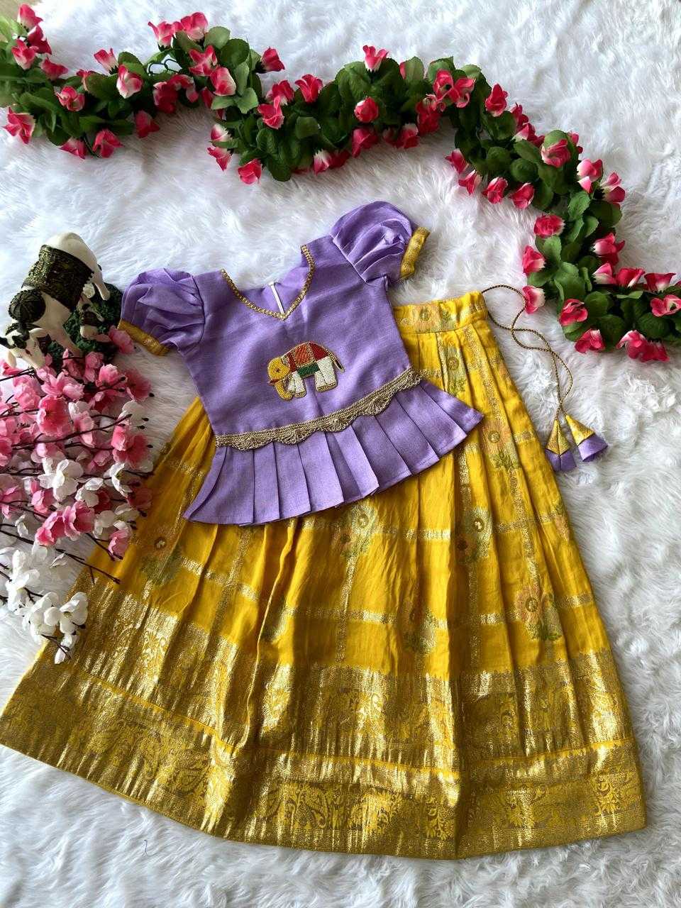 Ynf Pure Viscos RIN235 paavadai Kids Wear Wholesale Kids Lehenga Kids Traditional Outfits Kids Festive Wear Manufacturer- Kapda Export
