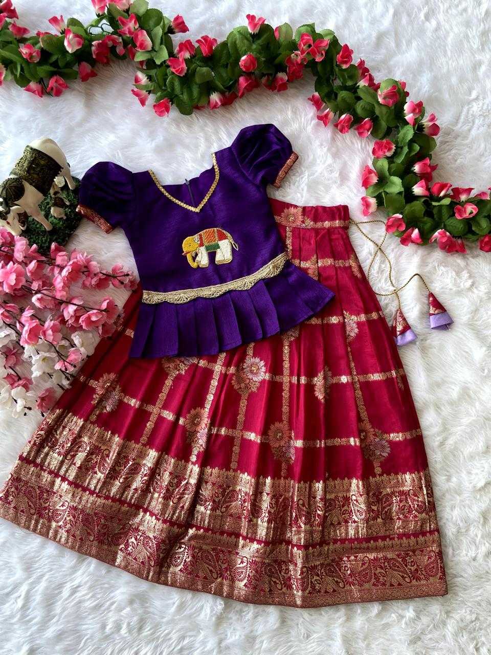 Ynf Pure Viscos RIN235 paavadai Kids Wear Wholesale Kids Lehenga Kids Traditional Outfits Kids Festive Wear Manufacturer- Kapda Export