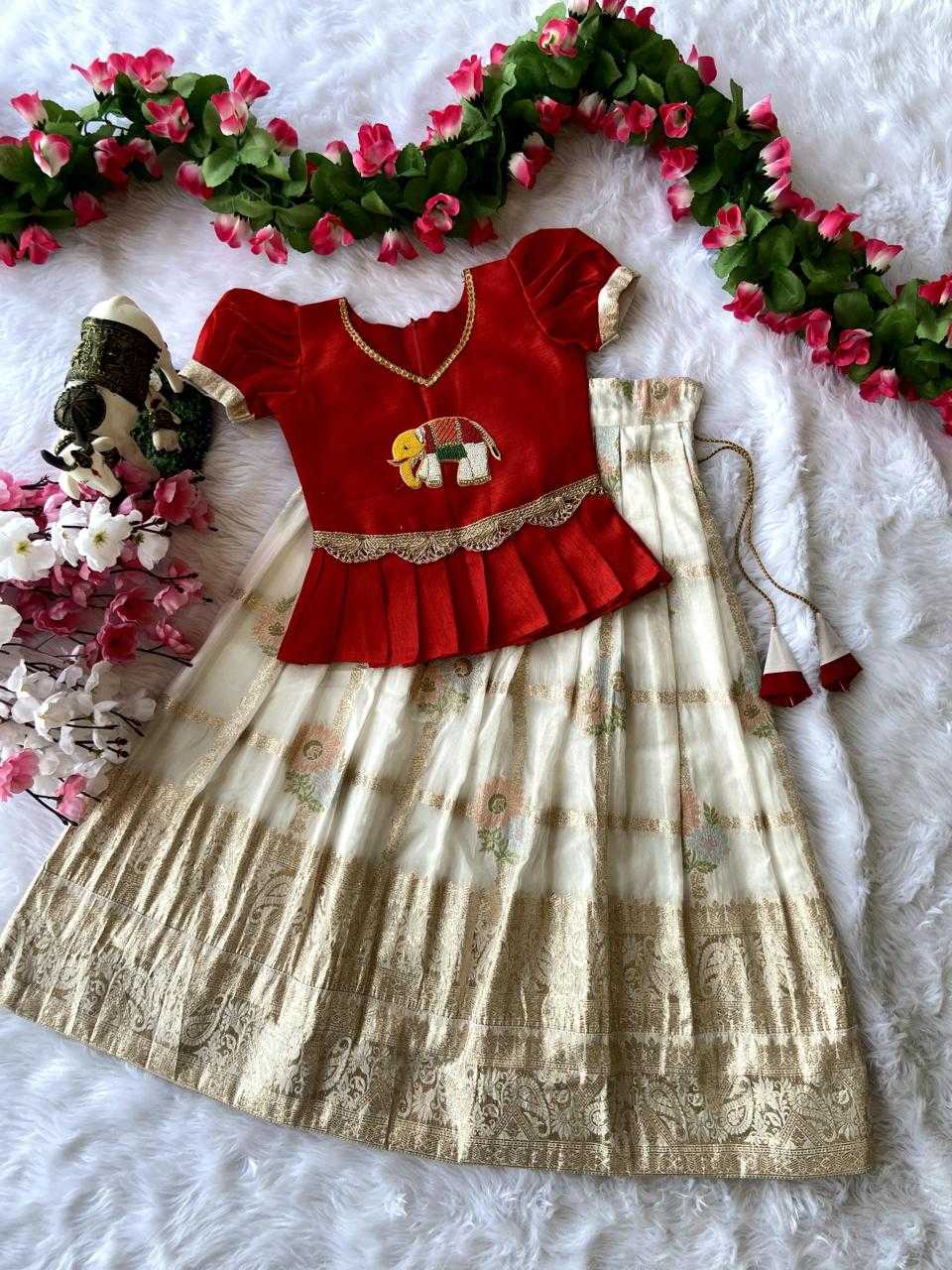 Ynf Pure Viscos RIN235 paavadai Kids Wear Wholesale Kids Lehenga Kids Traditional Outfits Kids Festive Wear Manufacturer- Kapda Export