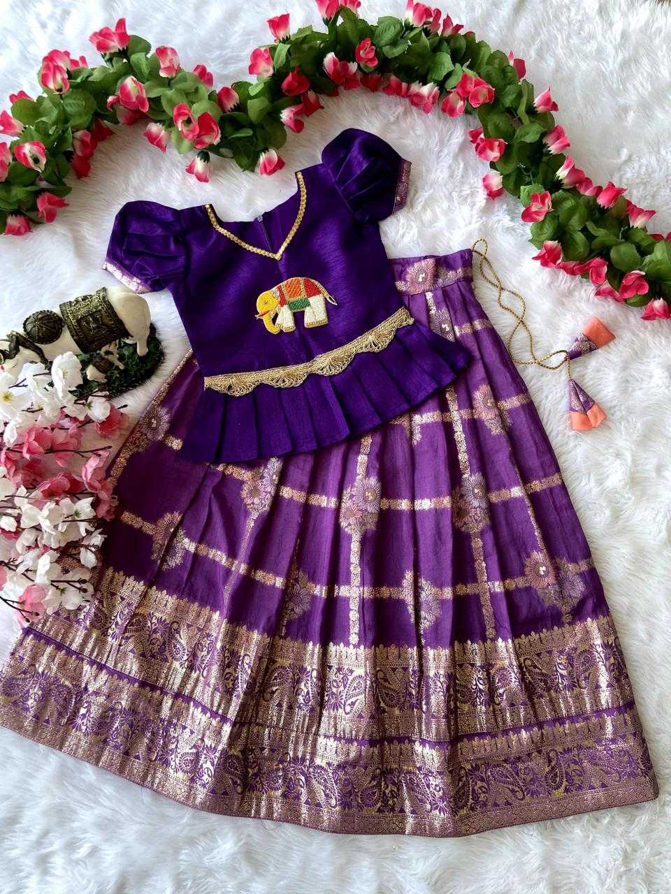 Ynf Pure Viscos RIN235 paavadai Kids Wear Wholesale Kids Lehenga Kids Traditional Outfits Kids Festive Wear Manufacturer- Kapda Export