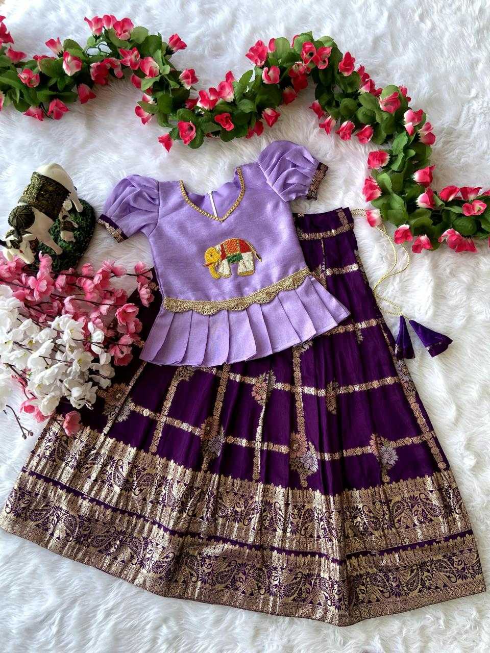 Ynf Pure Viscos RIN235 paavadai Kids Wear Wholesale Kids Lehenga Kids Traditional Outfits Kids Festive Wear Manufacturer- Kapda Export