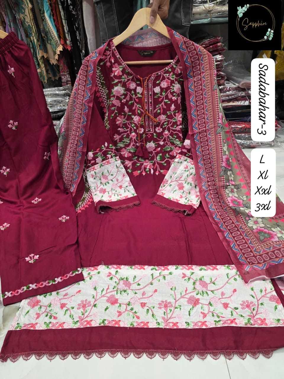 Ynf Rayon KESH557 SADABAHAR-3 Suits & Dresses Wholesale Embroidery Suits Wedding Suits Designer Suits Manufacturer- Kapda Export