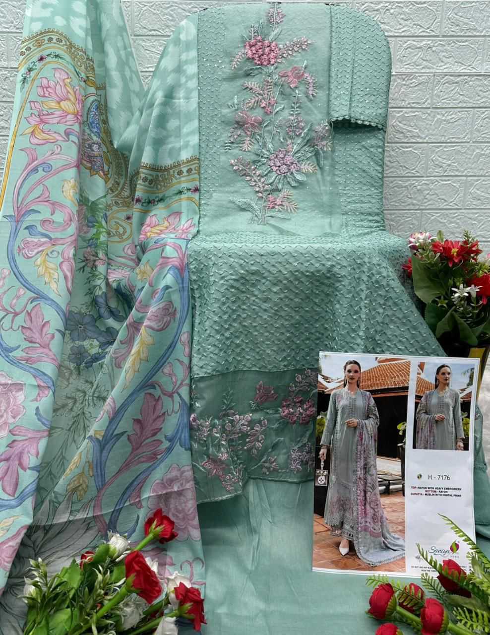 Ynf Reyon Cotton KESH677 SANIYA TRENDZ Suits & Dresses Wholesale Ladies Suits Embroidery Suits Cotton Suits Manufacturer- Kapda Export