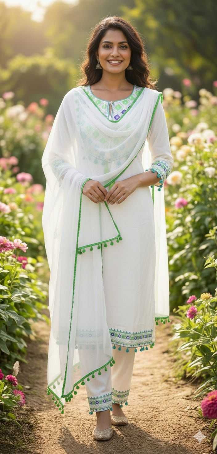 Ynf Reyon Cotton KESH730 White Kaju Suits & Dresses Festive Collections Wholesale Embroidered Suits Party Wear Dresses Cotton Dresses Manufacturer- Kapda Export