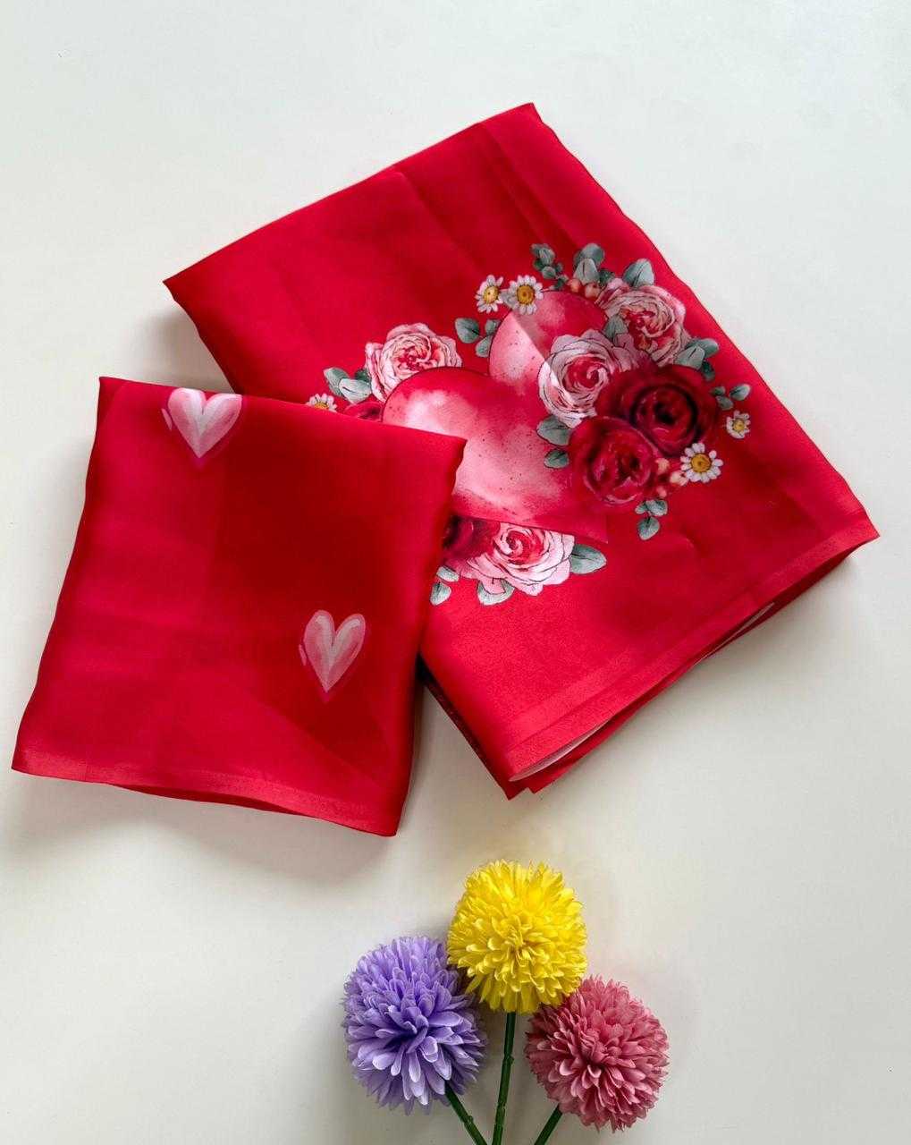 Ynf Satin KESH681 Valentine Sarees Wholesale Georgette Sarees Block Print Sarees Satin Sarees Manufacturer- Kapda Export