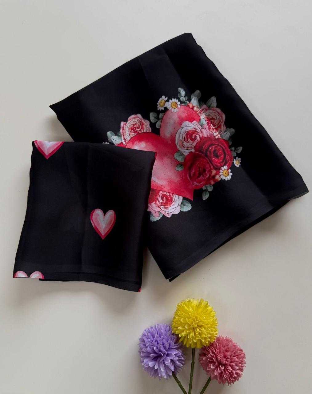 Ynf Satin KESH681 Valentine Sarees Wholesale Georgette Sarees Block Print Sarees Satin Sarees Manufacturer- Kapda Export