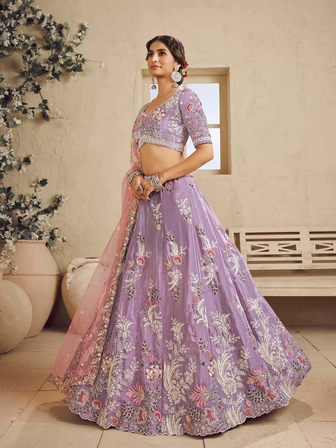 Ynf Satin Silk KESH530 612 Lehengas Wholesale Embroidered Lehenga Satin Lehenga Sequins Lehenga Manufacturer- Kapda Export