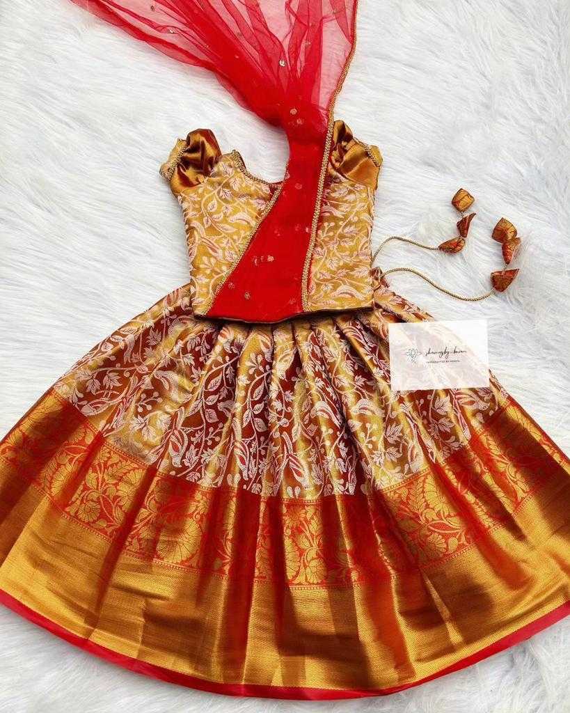 Ynf Silk Cotton RIN235 Zari-Weaving Kids Wear Wholesale Kids Lehenga Kids Traditional Outfits Kids Festive Wear Manufacturer- Kapda Export