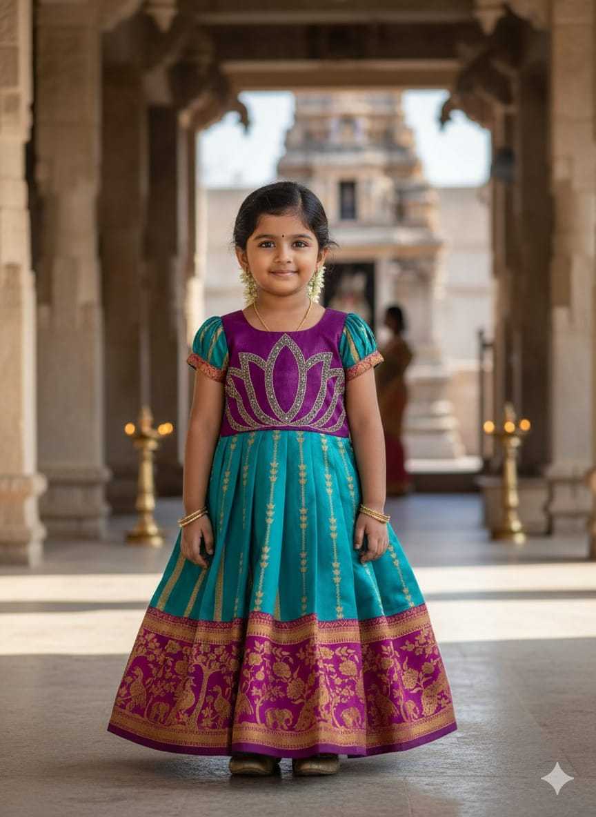 Ynf Silk KESH505 Six6 Lotus Kids Wear Wholesale Kids Gown Kids Ethnic Gowns Manufacturer- Kapda Export