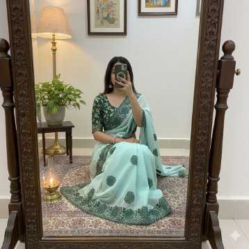 Ynf Soft Cotton KESH549 MALI Sarees Wholesale Embroidered Sarees Cotton Sarees Kora Sarees Manufacturer- Kapda Export