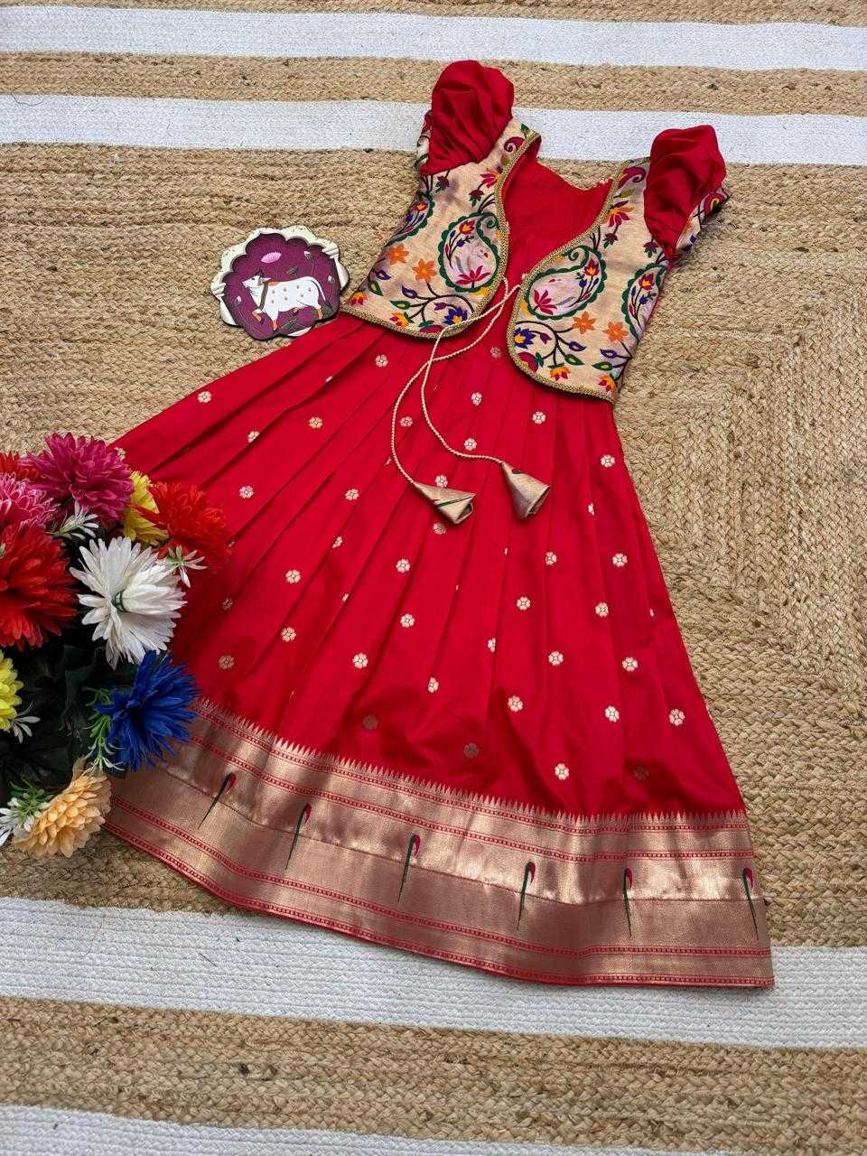 Ynf Soft Silk RIN235 Paithani Kids Wear Wholesale Kids Lehenga Kids Designer Frock Kids Festive Wear Manufacturer- Kapda Export