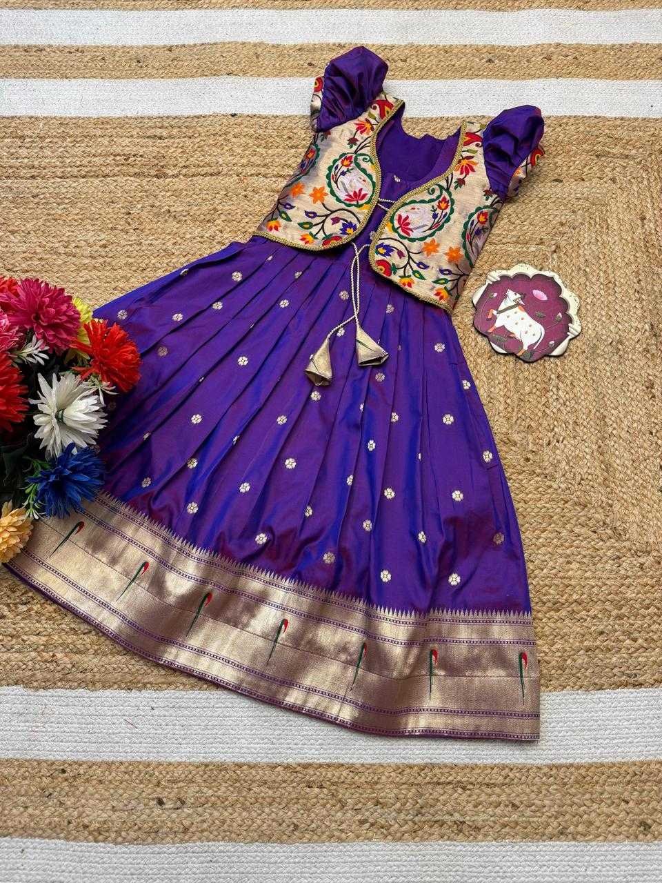 Ynf Soft Silk RIN235 Paithani Kids Wear Wholesale Kids Lehenga Kids Designer Frock Kids Festive Wear Manufacturer- Kapda Export