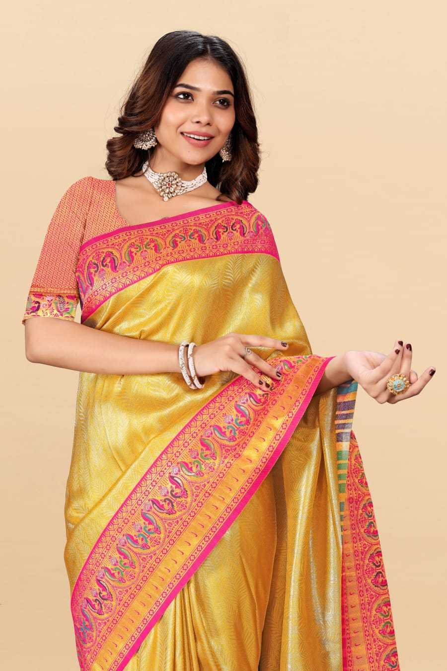 Ynf Tissue Silk KESH583 PALLAVI Silk Sarees Wholesale Paithani Sarees Soft Silk Sarees Silk Sarees With Contrast Pallu Manufacturer- Kapda Export