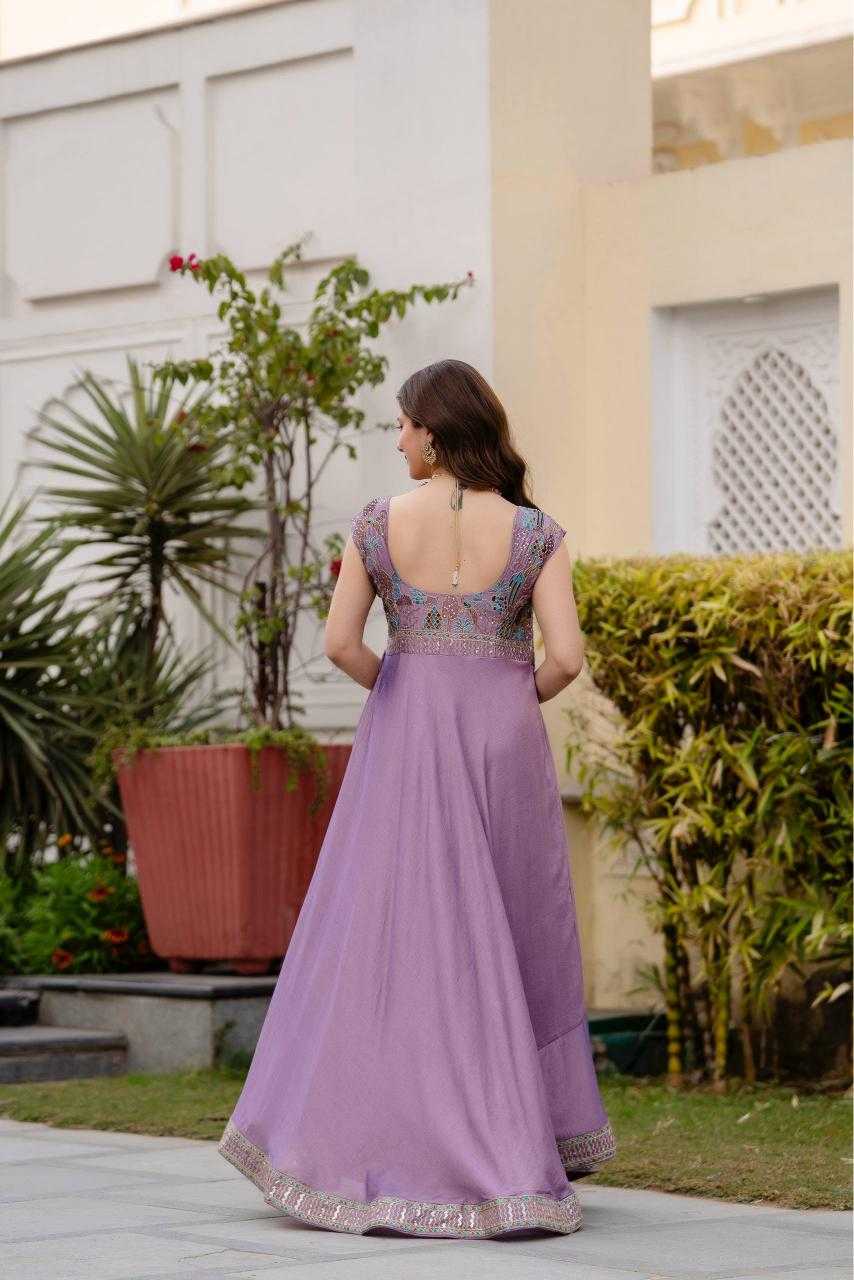 Ynf Vichitra Silk RIN215 39 Gowns Wholesale Embroidered Gown Evening Gowns Party Wear Gowns Manufacturer- Kapda Export