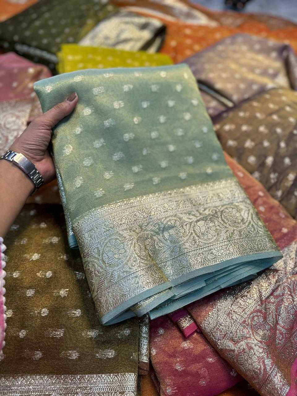 Ynf Viscos Chifon KESH671 Butti Sarees Wholesale Party Wear Sarees Tissue Silk Saree Viscose Saree Manufacturer- Kapda Export