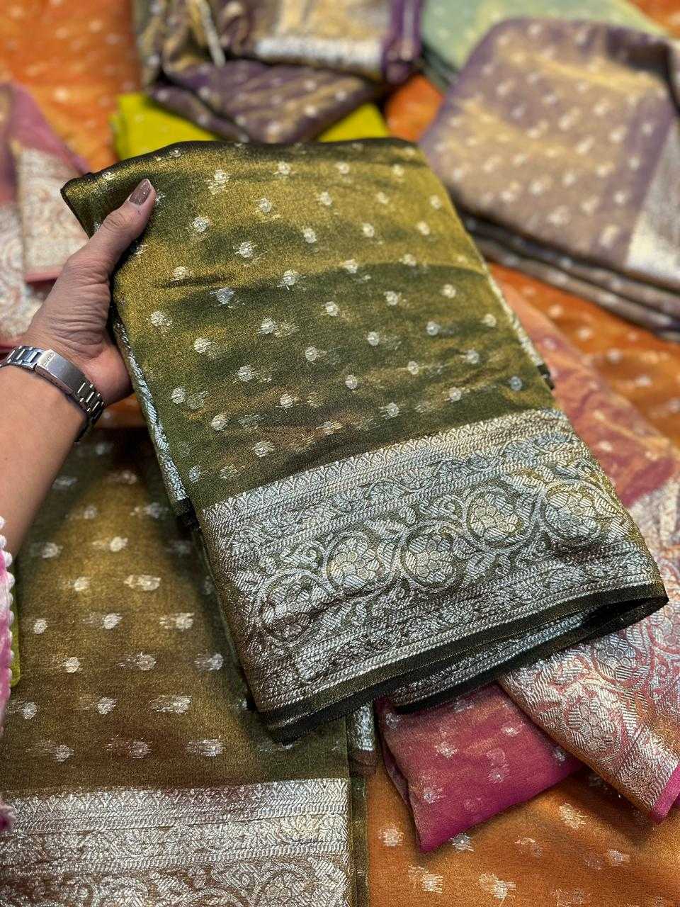 Ynf Viscos Chifon KESH671 Butti Sarees Wholesale Party Wear Sarees Tissue Silk Saree Viscose Saree Manufacturer- Kapda Export