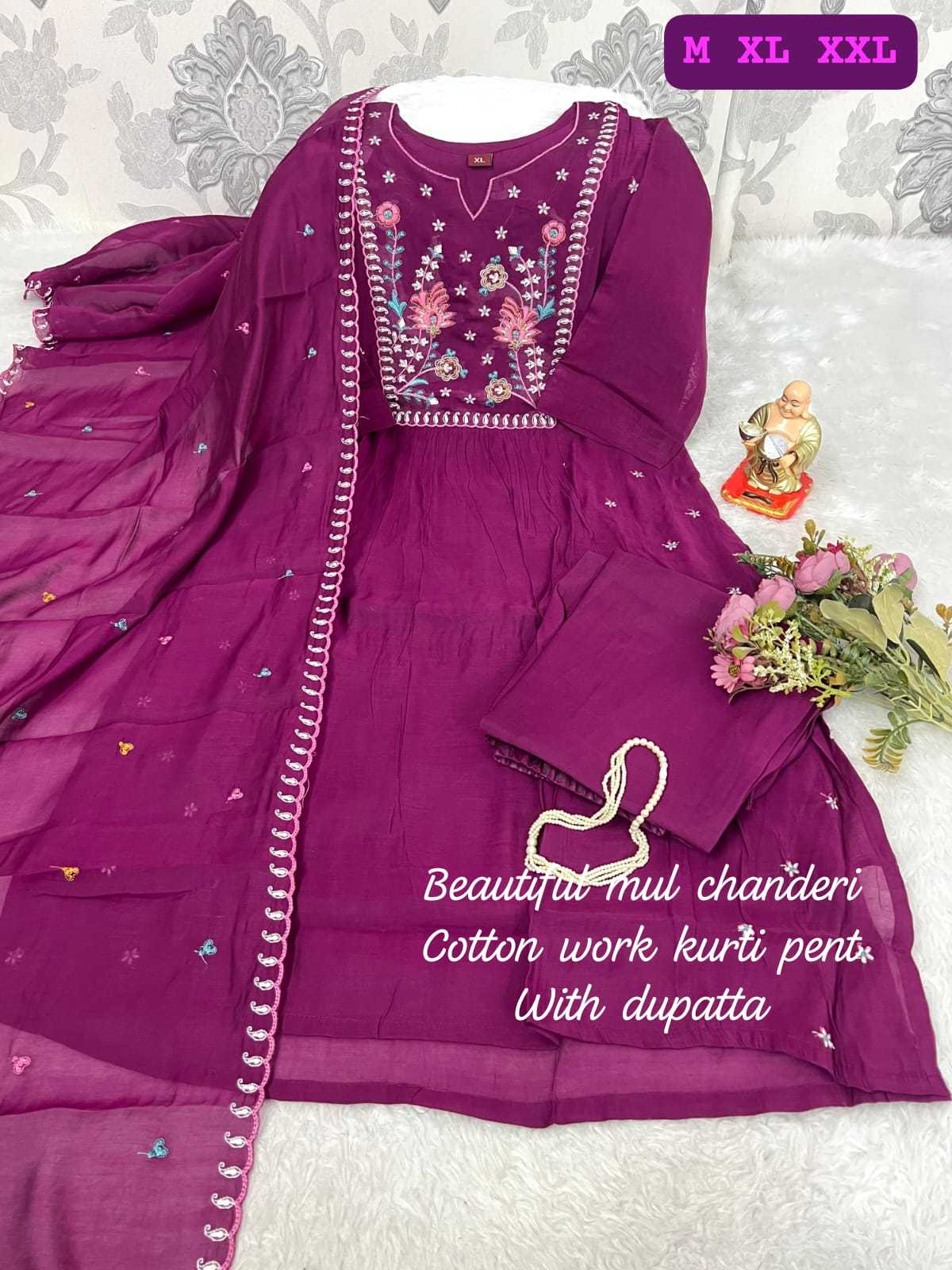 Ynf Chanderi Soft KESH594 Naaz Kurti Wholesale Cotton Kurtis A-Line Kurtis Kurti With Pants Manufacturer- Kapda Export