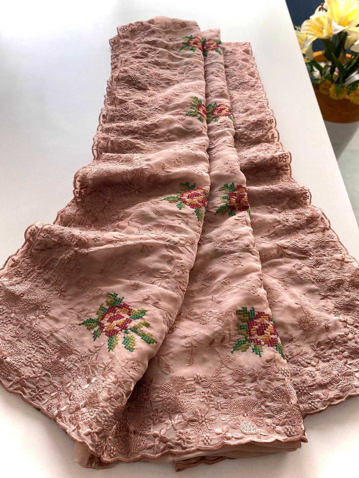 Ynf Chiffon KESH249 Ankita Sarees Wholesale Chiffon Sarees Embroidered Sarees Zari Border Sarees Manufacturer- Kapda Export