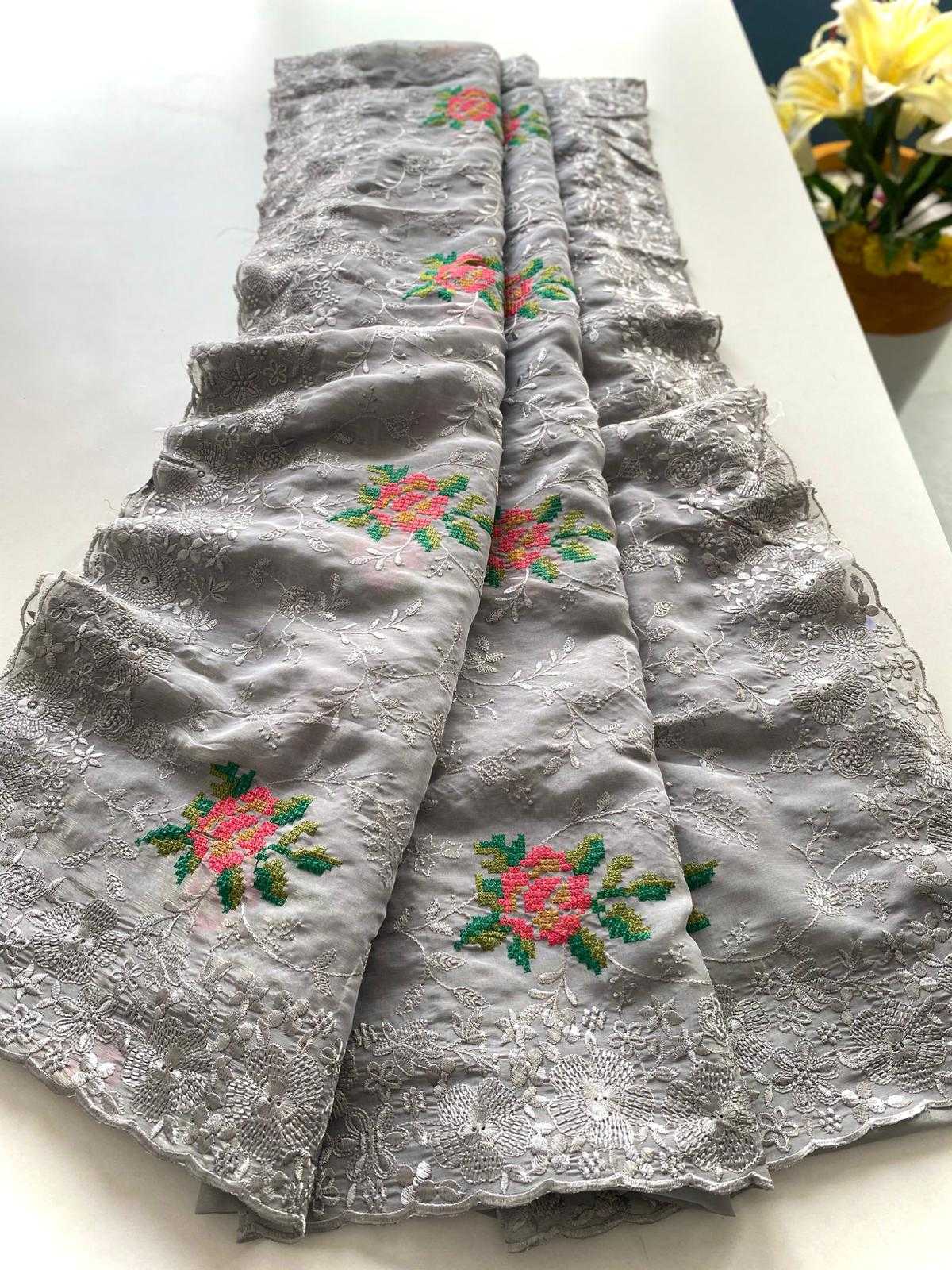 Ynf Chiffon KESH249 Ankita Sarees Wholesale Chiffon Sarees Embroidered Sarees Zari Border Sarees Manufacturer- Kapda Export