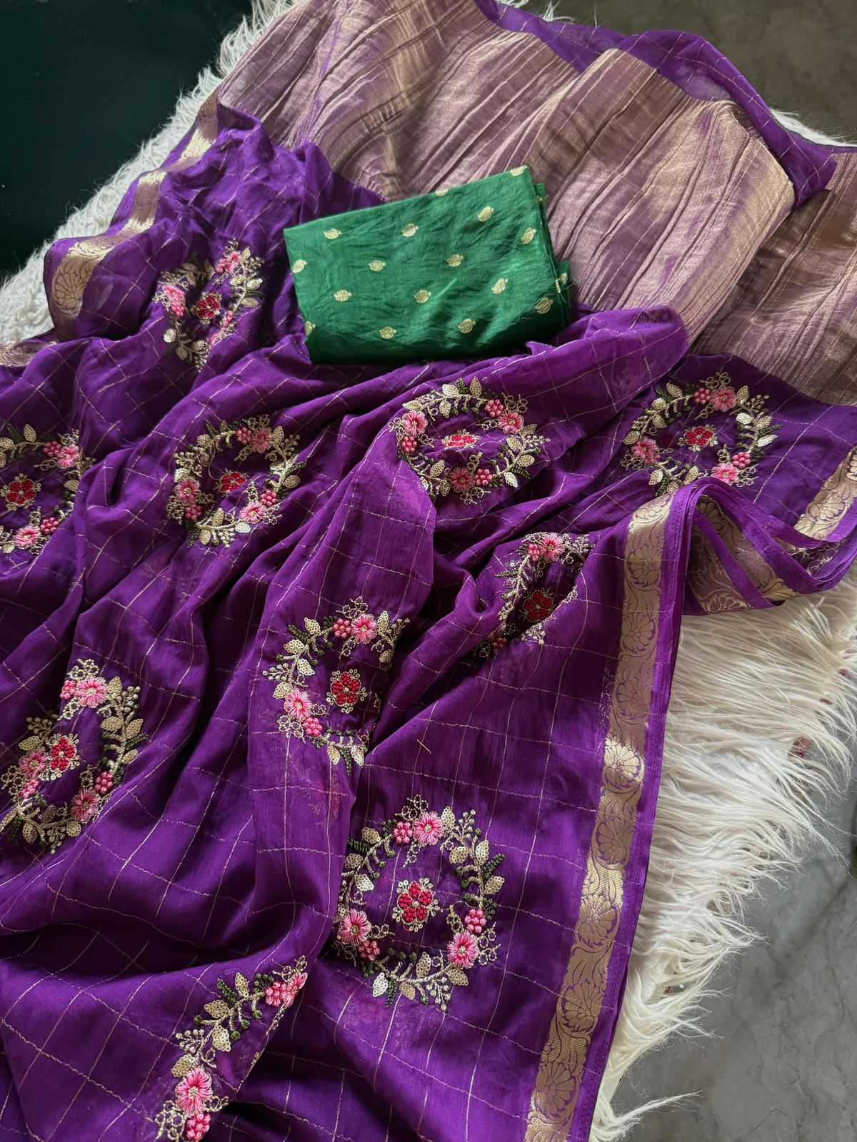 Ynf Chinon KESH676 103 Sarees Festive Collections Wholesale Embroidered Sarees Viscose Saree Sarees With Blouse Manufacturer- Kapda Export