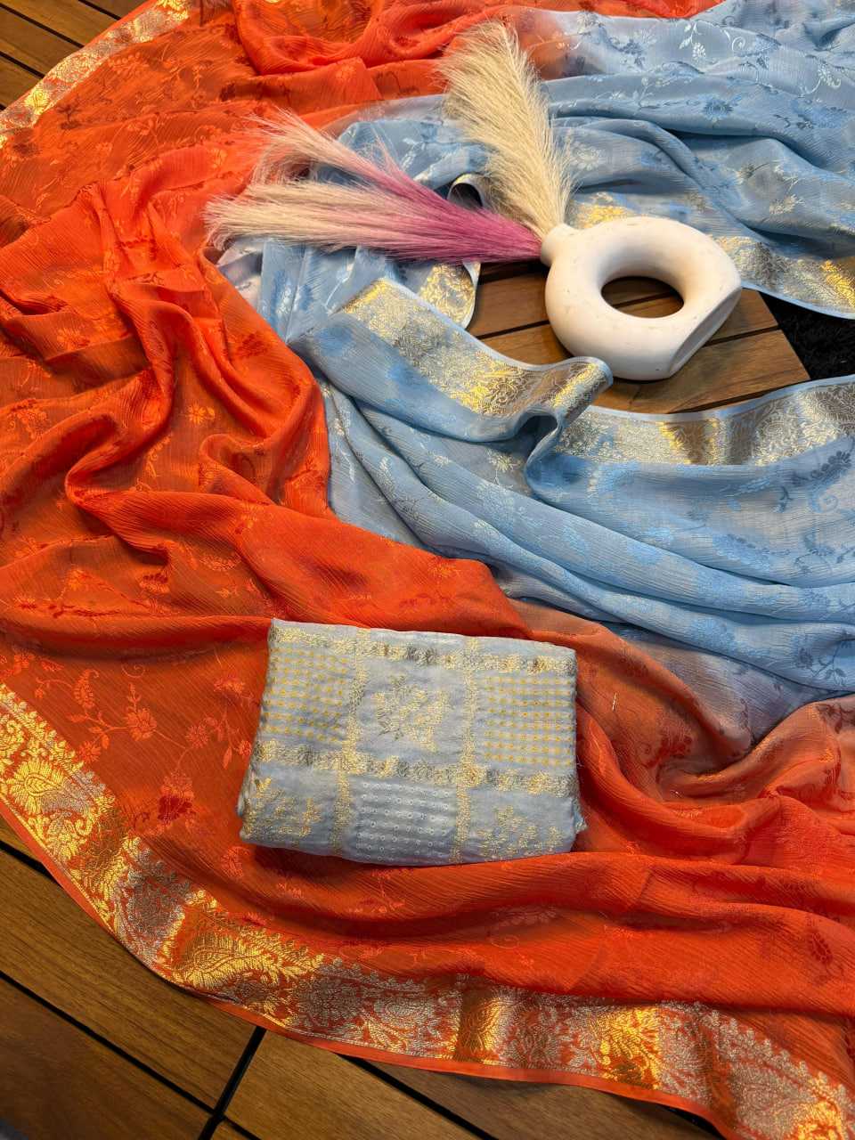 Ynf Chinon KESH676 110 Sarees Festive Collections Wholesale Party Wear Sarees Viscose Saree Sarees With Blouse Manufacturer- Kapda Export