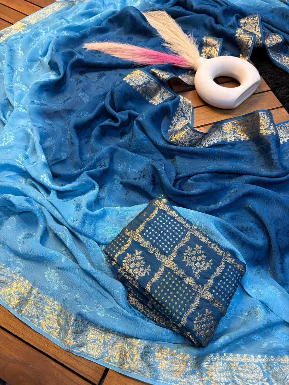 Ynf Chinon KESH676 110 Sarees Festive Collections Wholesale Party Wear Sarees Viscose Saree Sarees With Blouse Manufacturer- Kapda Export