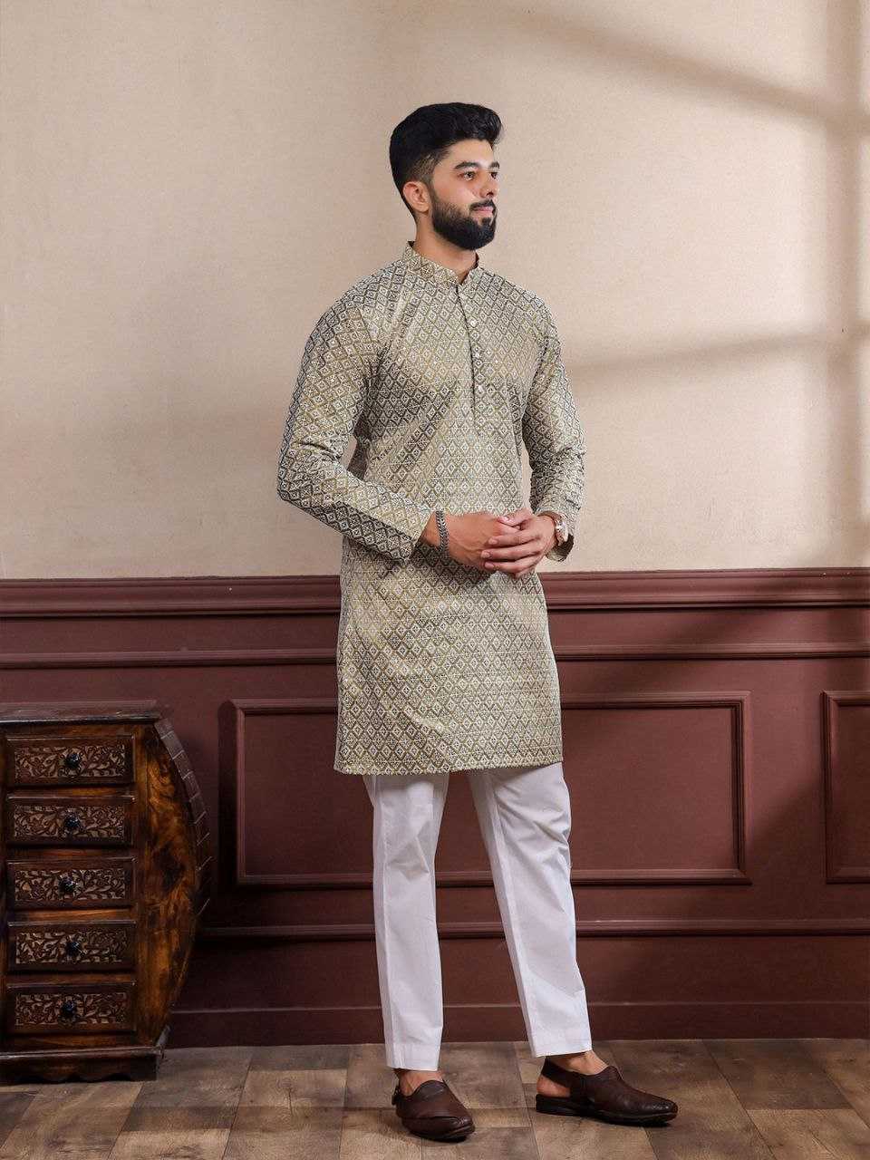 Ynf Cotton KESH552 148 Mens Wear Wholesale Mens Kurtas Men Wedding kurta Embroidered Kurta Pajama Manufacturer- Kapda Export