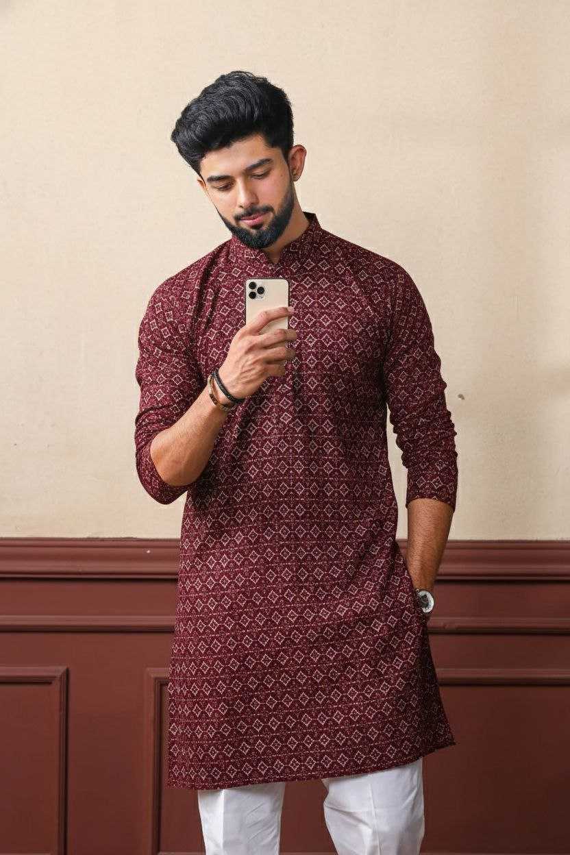 Ynf Cotton KESH552 148 Mens Wear Wholesale Mens Kurtas Men Wedding kurta Embroidered Kurta Pajama Manufacturer- Kapda Export