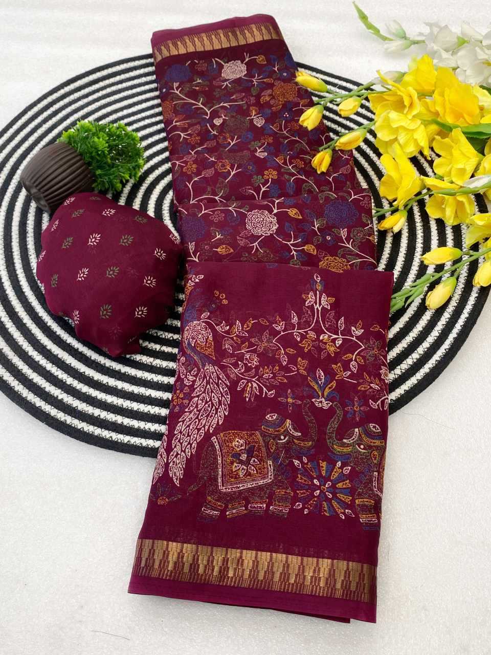 Ynf Cotton KESH554 GAJRAJ Sarees Wholesale Designer Sarees Ajrakh Sarees Kalamkari Sarees Manufacturer- Kapda Export