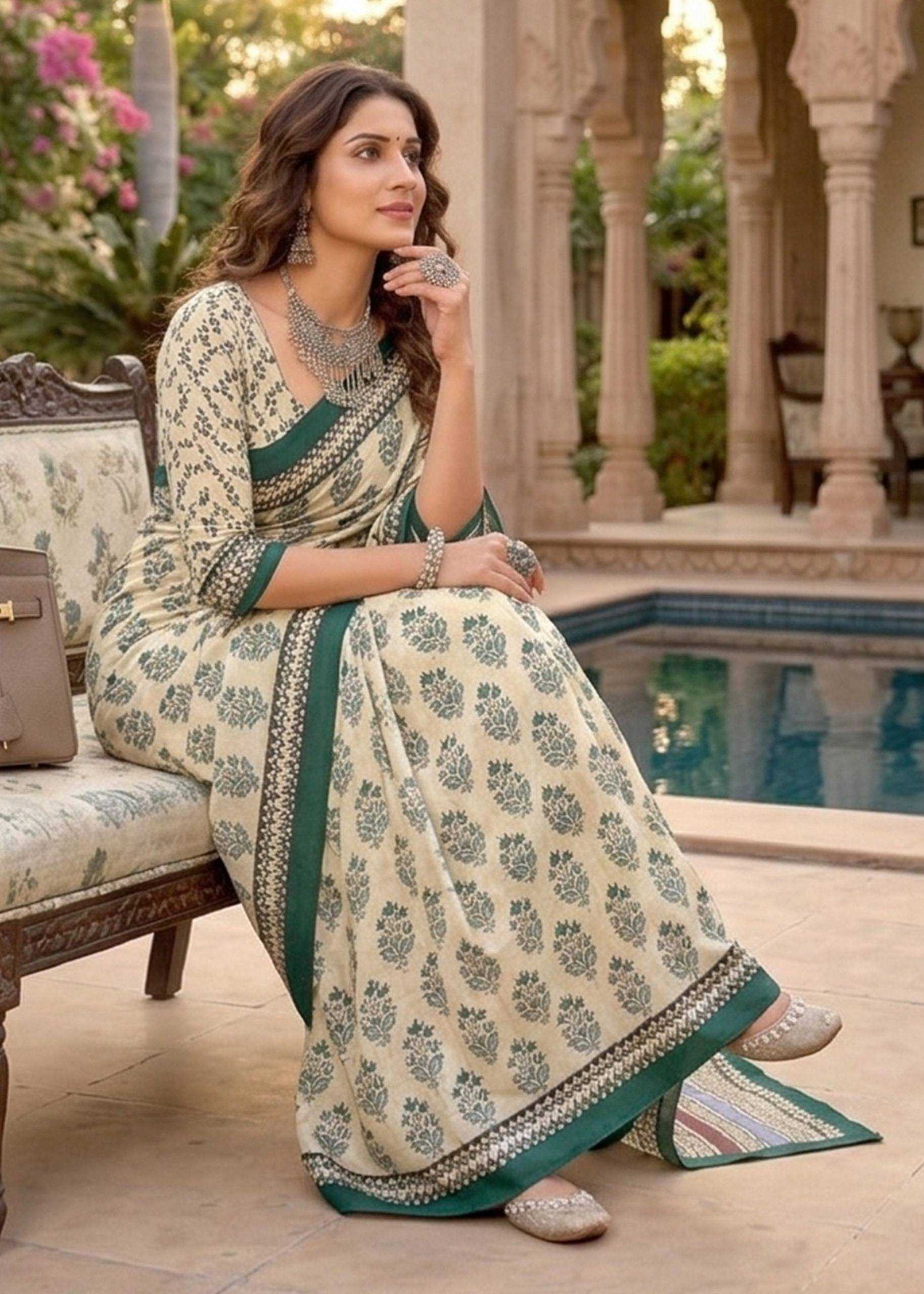 Ynf Cotton RIN229 Ajrakh Sarees Wholesale Printed Sarees Ajrakh Sarees Cotton Sarees Manufacturer- Kapda Export